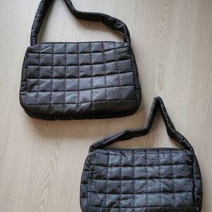 Large Quilted Black Puffer Tote Xl